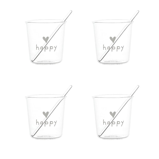 SET 4 BICCH. ESPRESSO HAPPY BIANCO