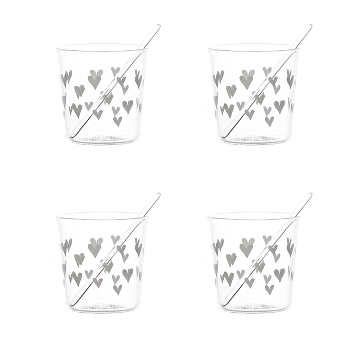 SET 4 BICCH. ESPRESSO TAPP. CUORI BIANCO