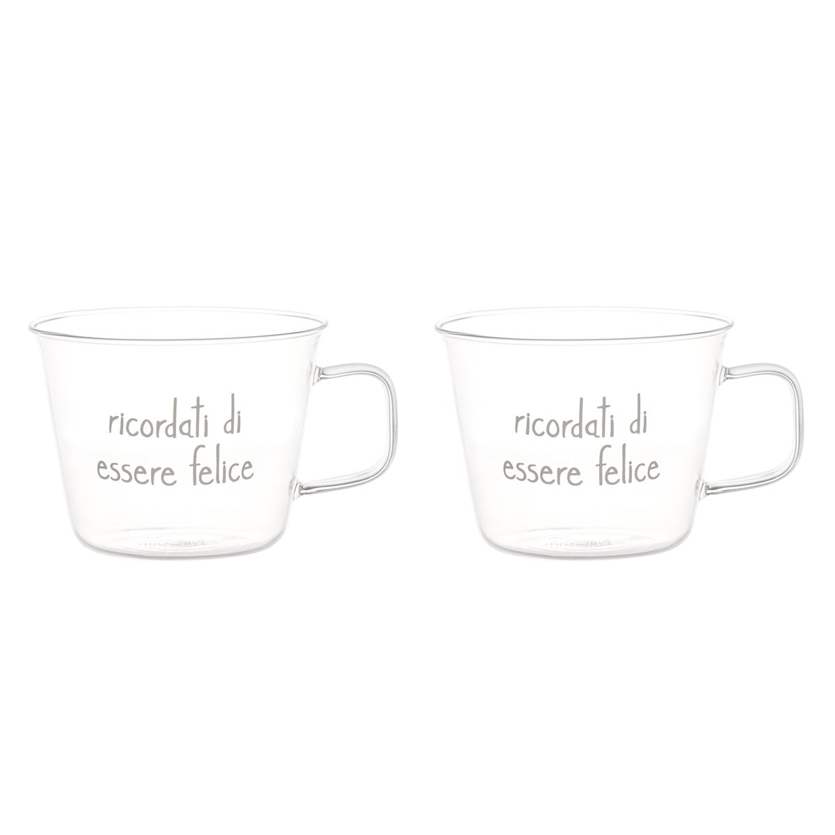 SET 2 TAZZE IN VETRO 480ML RICORDATI DI ESSERE FELICE