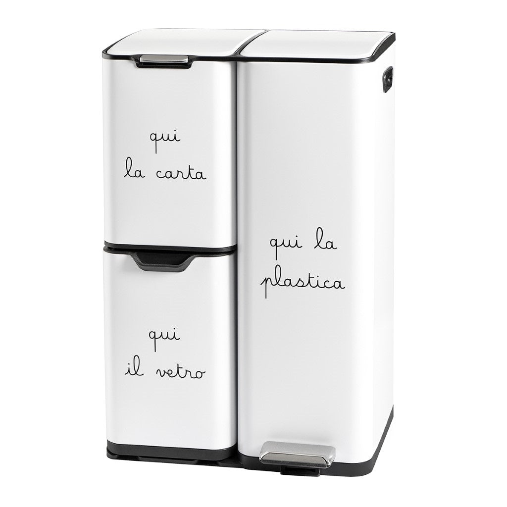 PATTUMIERA 13+17+30L CARTA PLASTICA VETRO BIANCA