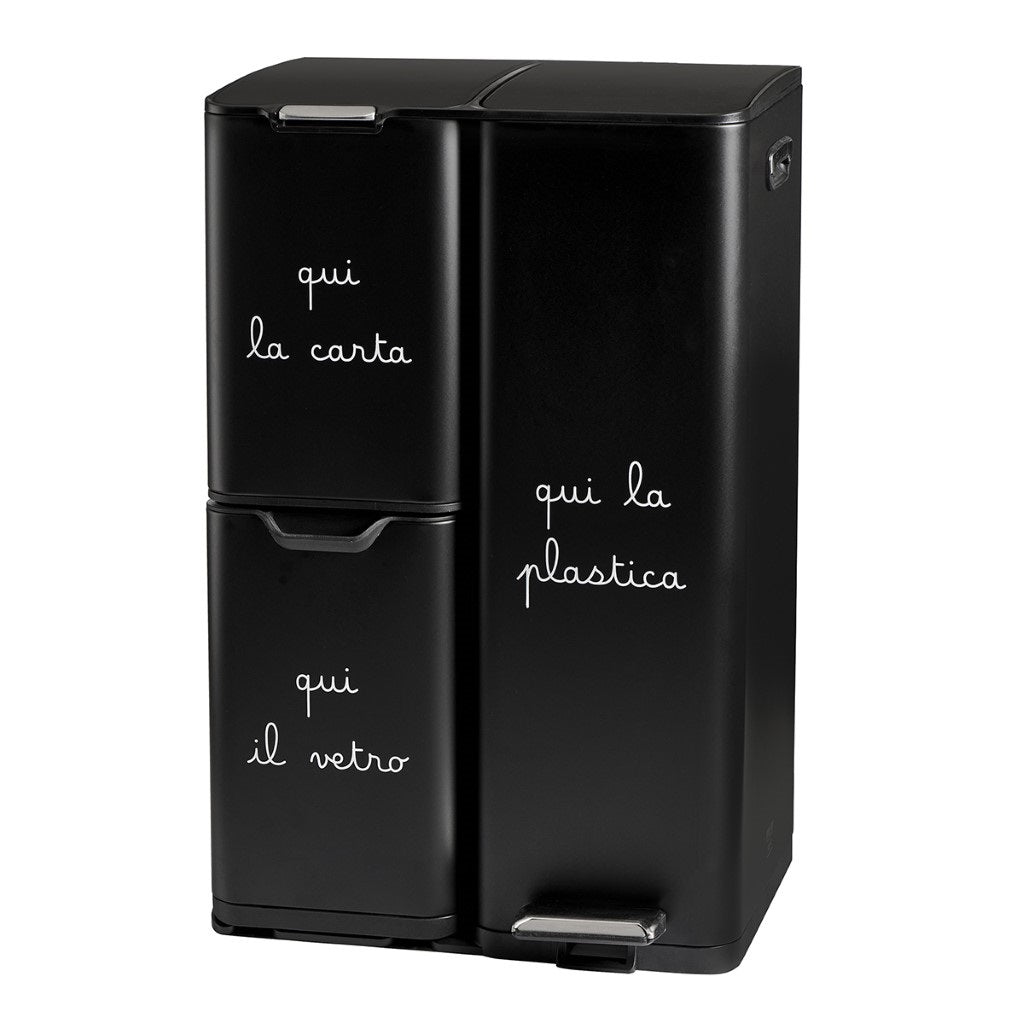 PATTUMIERA 13+17+30L CARTA PLASTICA VETRO NERA