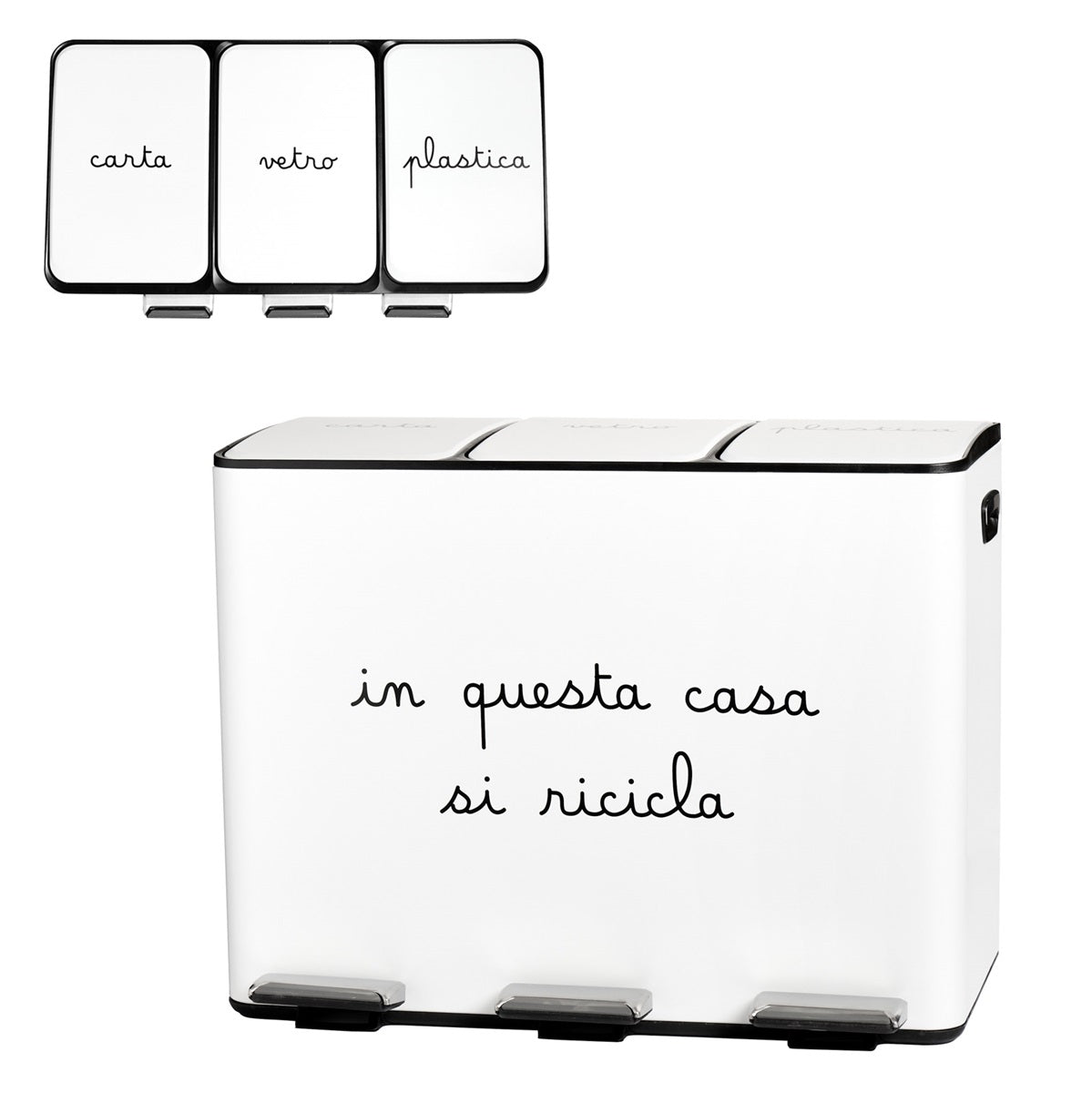 PATTUMIERA 3x15L IN QUESTA CASA SI RICICLA BIANCA