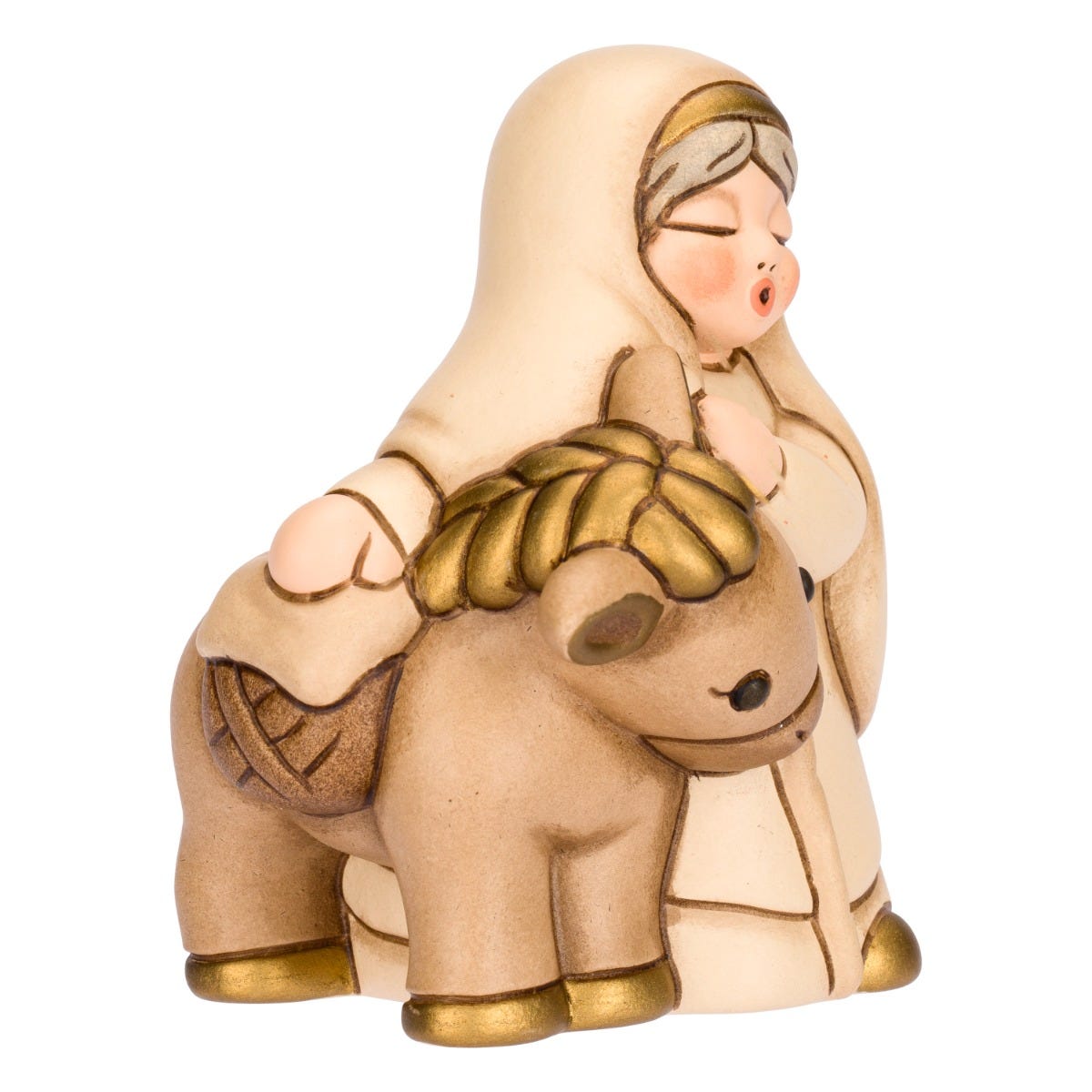 Nonna con asino in ceramica Presepe Classico – Thun