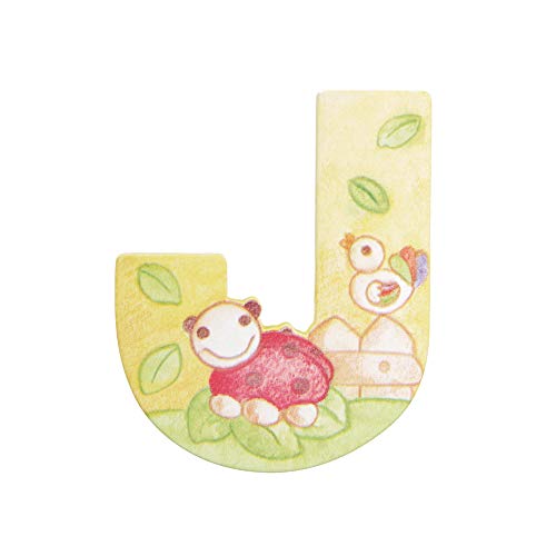 THUN - Lettera J da Parete con Coccinella - Accessori Cameretta Bambini - Decorazione Casa - Legno - 8 h cm