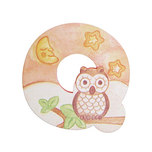 THUN - Lettera Q da Parete con Gufo - Accessori Cameretta Bambini - Decorazione Casa - Legno - 8 h cm