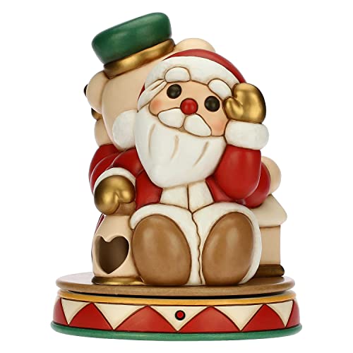 THUN - Natale 2022 - Carillon in Ceramica Decorata a Mano conTeddy Schiaccianoci in Versione Maxi - Idea Regalo Natale 2022-32x32x40 cm h