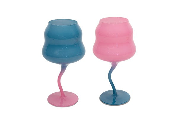 Set 2 calici cocktail. Colore 450 ml. Colori AZZURRO E ROSA.